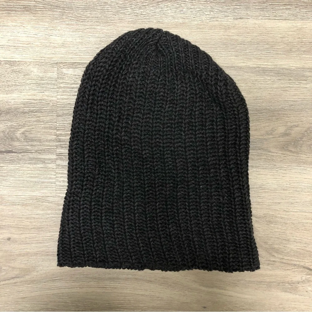 Love Your Melon Gray Chunky Hand Knit Beanie Hat 100% Cotton Made in USA 🇺🇸